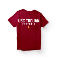 USC Trojan Team Trojan Cardinal Football White Small SC Interlock T-Shirt